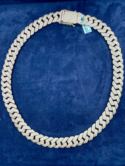 14k White Gold Jumbo Diamond Cuban Chain 15.7mm