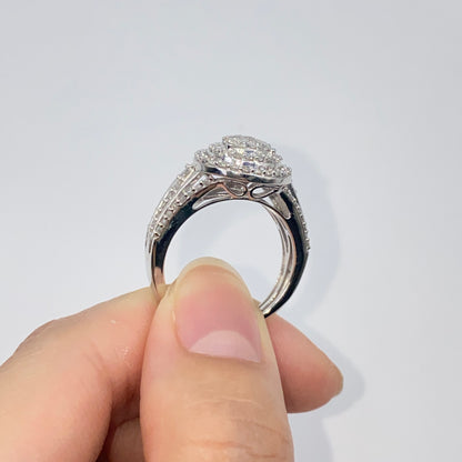 10K Pear Large Stones Center Halo Diamond Engagement Ring
