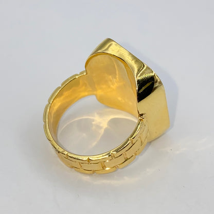 10K Rectangle Photo Pendant Diamond Baguette Watch Band Ring