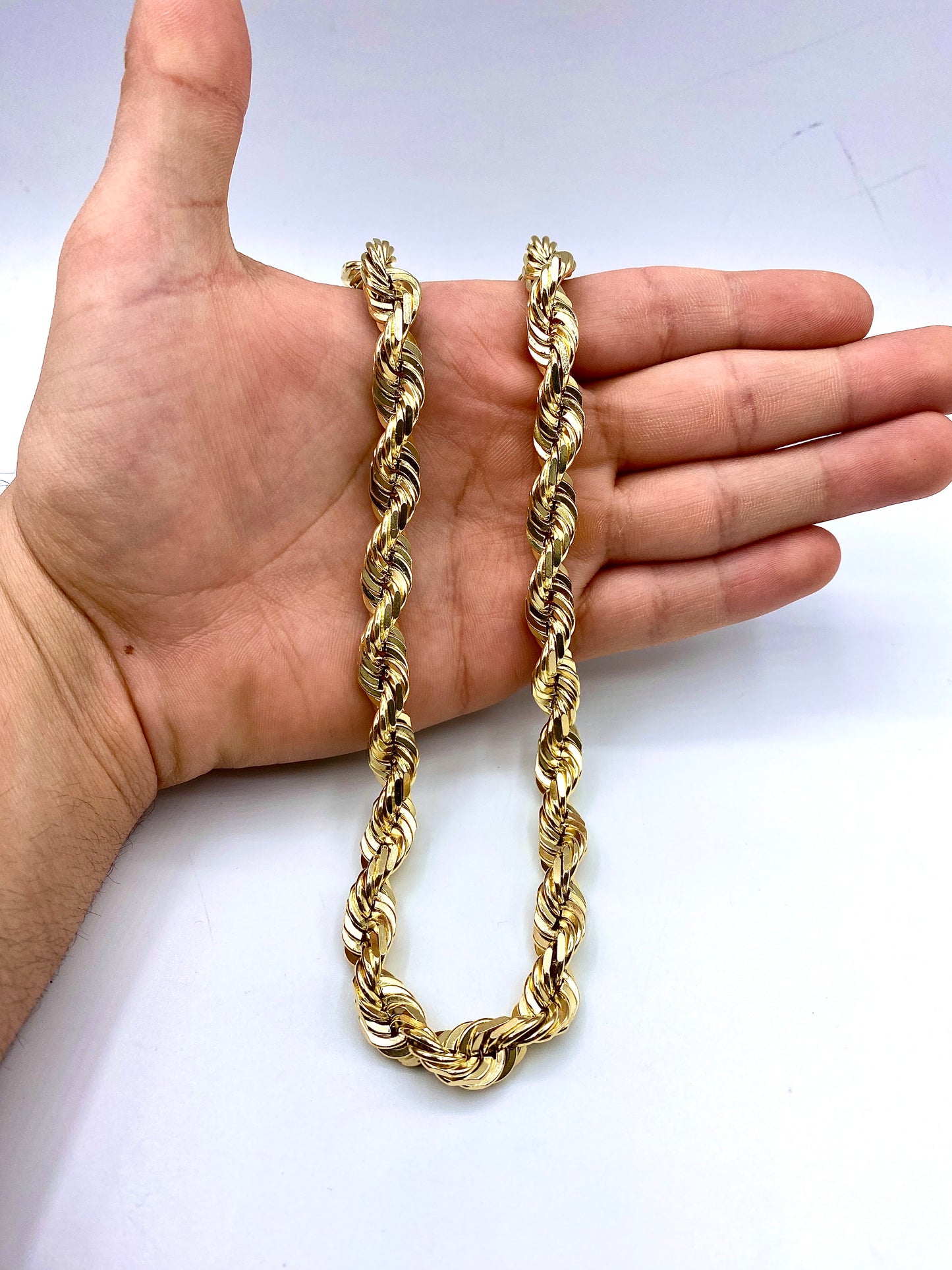 14k Solid Gold Rope Chain 10mm 26”