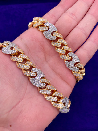 10K 15.5M Two-Tone Mariner Diamond Cuban Chain 26"