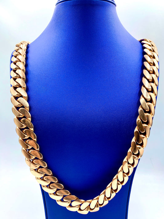 14k Solid Rose Gold Cuban Chain 21mm 33”