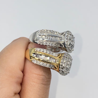 10K Square Diamond Baguette Ring