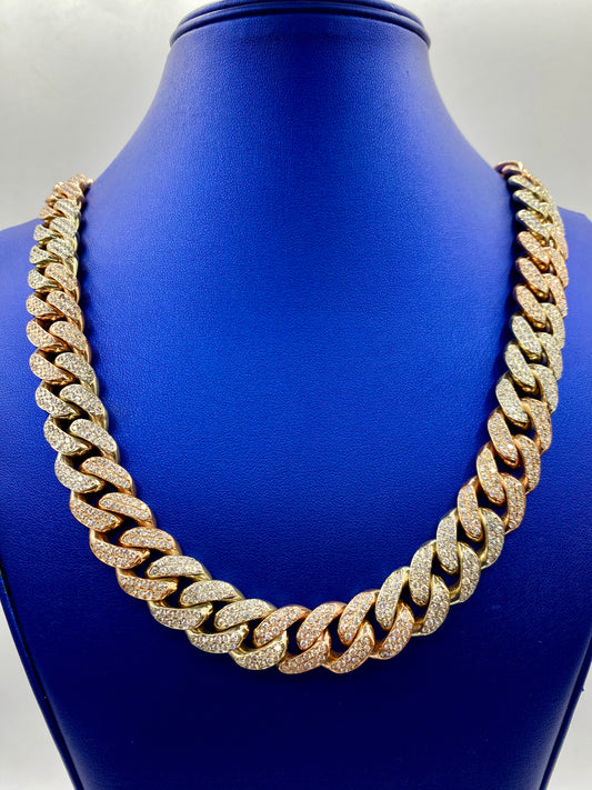 14k Two-Tone Jumbo Diamond Cuban Chain 16.5mm