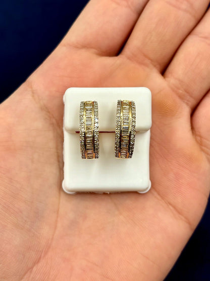 14k Baguette Ladder In and Out Hoop Earrings