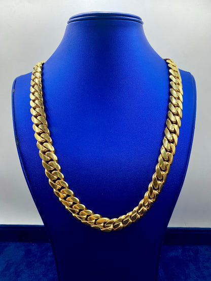 14K Solid Gold Cuban Chain 15mm 24"