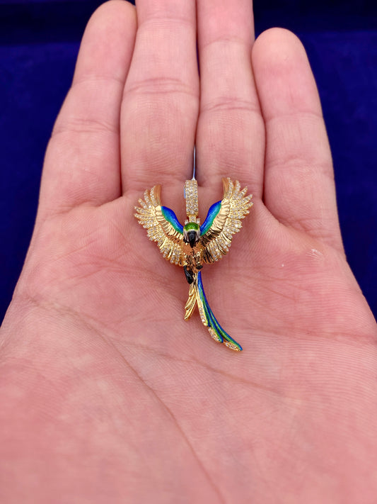 14k Colorful Parrot Pendant