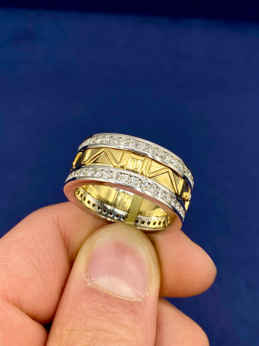 14k Custom Roman Numeral Date Ring Band