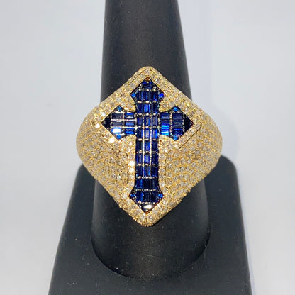 14K Royal Cross Chrome Diamond Baguette Ring