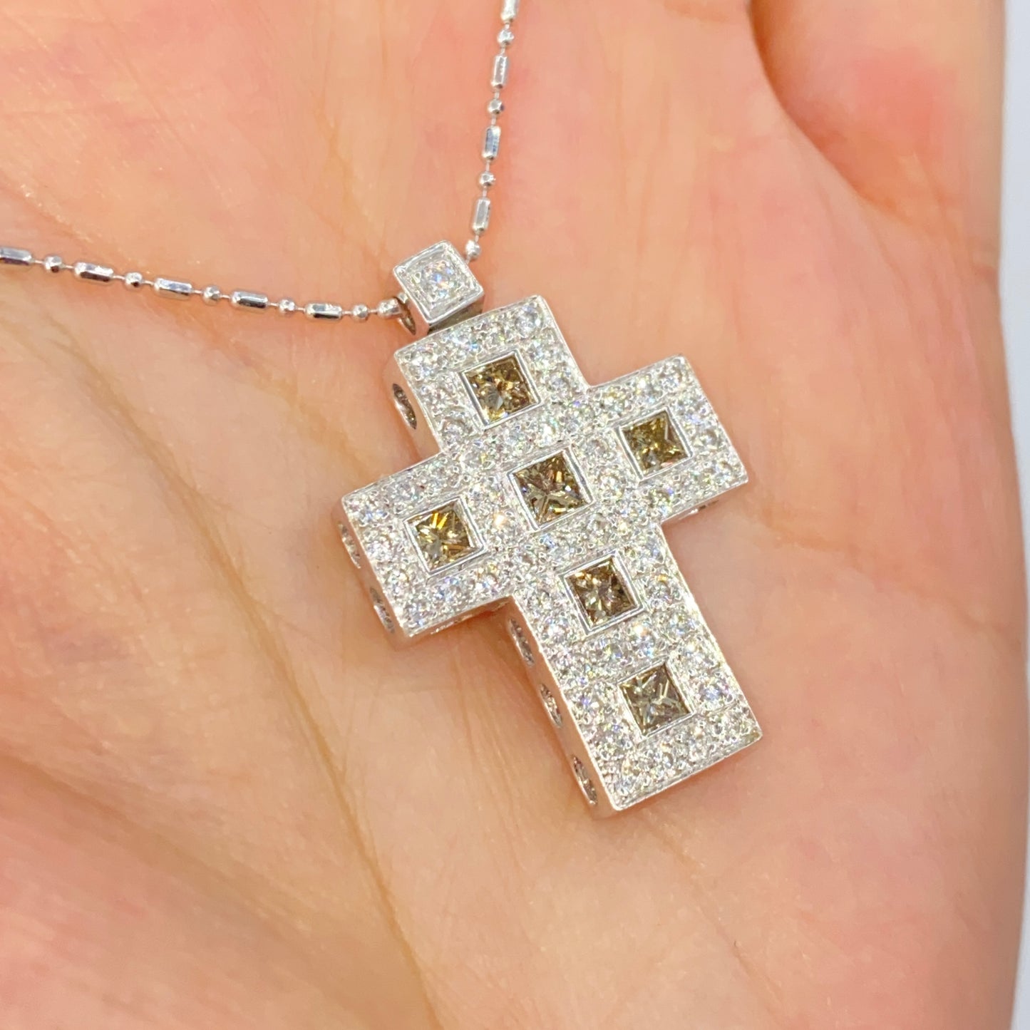 14K Cross Diamond Pendant Necklace