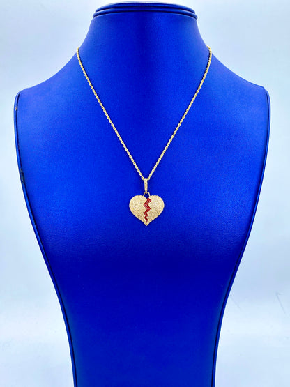 14K Broken Heart Diamond Pendant