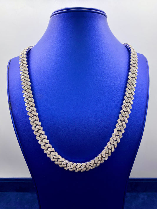 14k 12.5mm White Gold Cuban Chain 24”