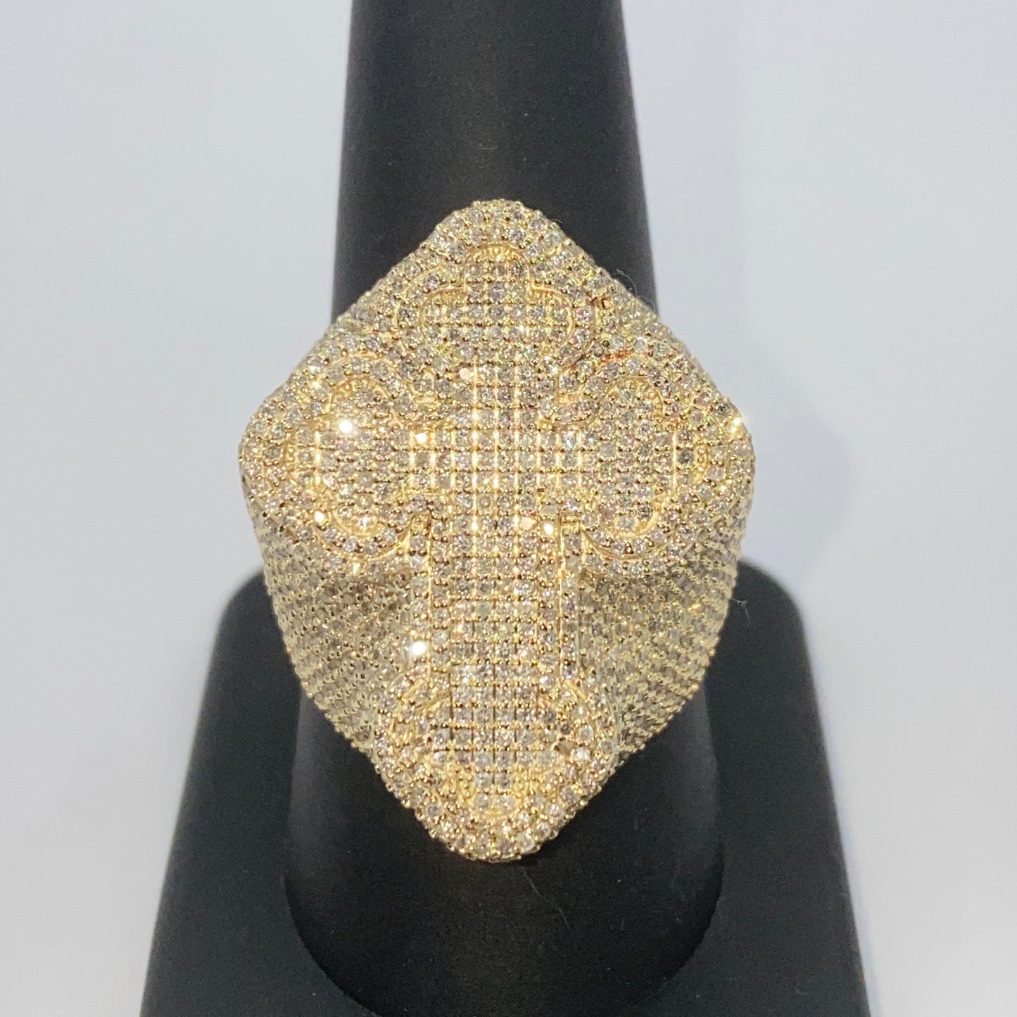 10K Bubble Cross Diamond Ring