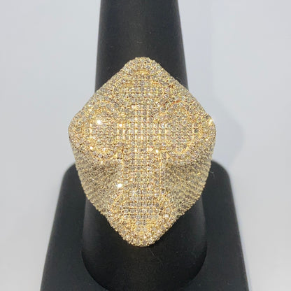 10K Bubble Cross Diamond Ring