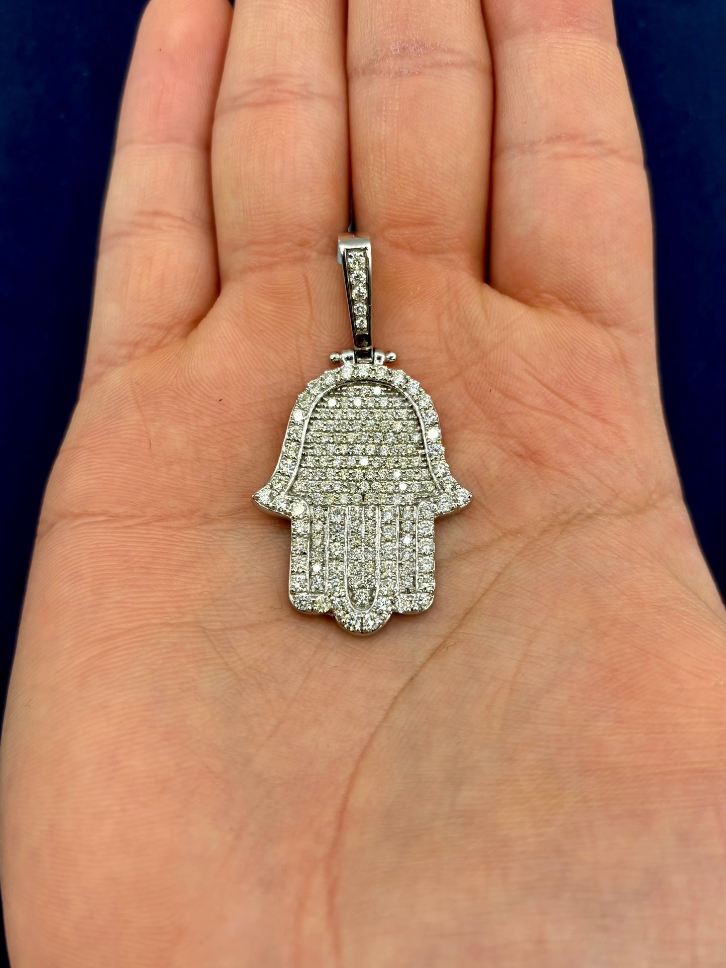 14k Classic Diamond Hamsa Pendant