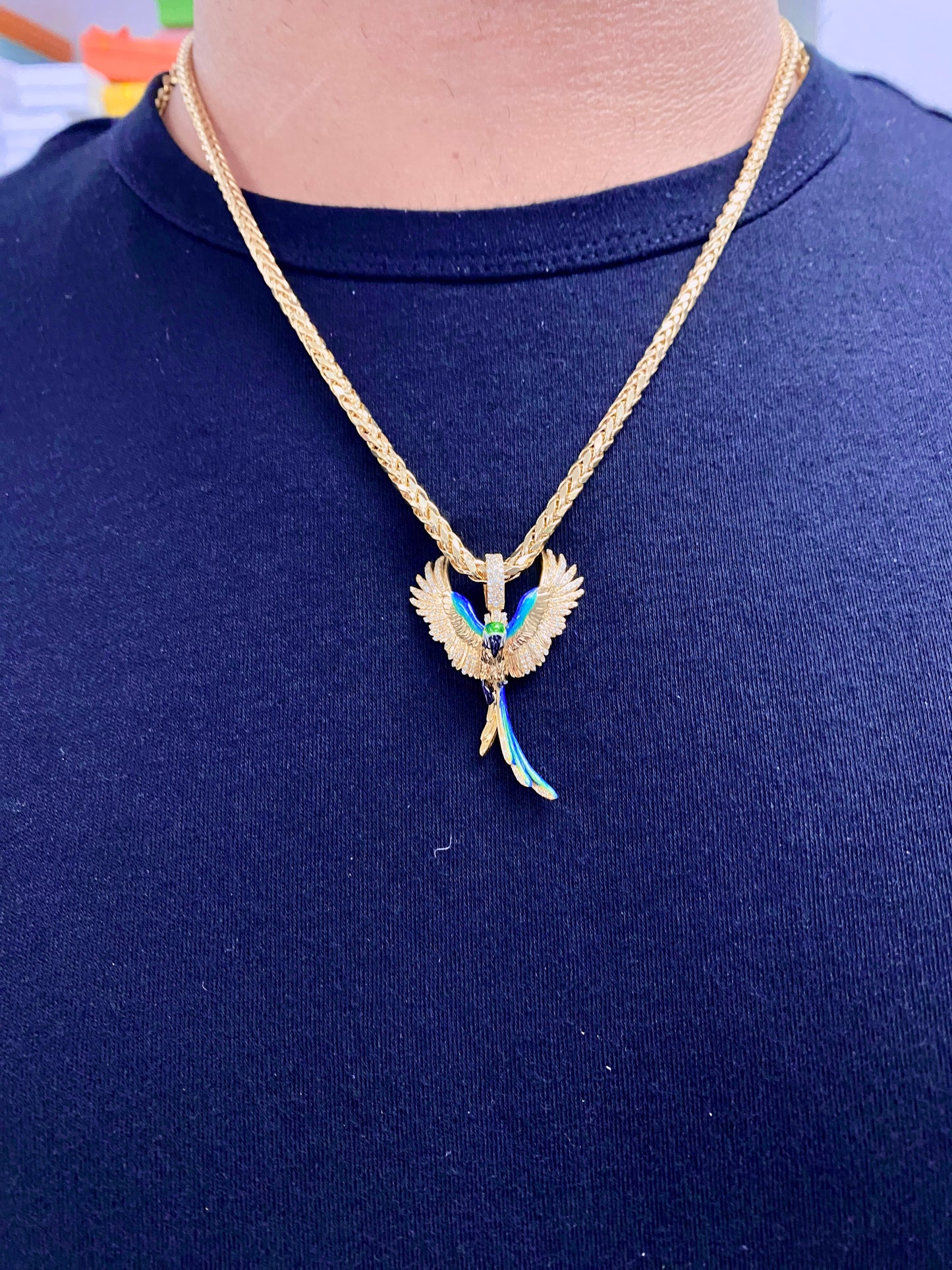 14k Colorful Parrot Pendant