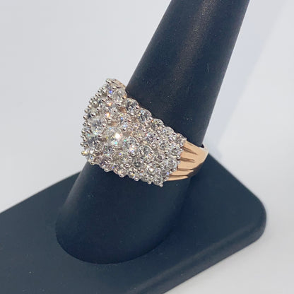 10K Rose Gold Row Diamond Ring