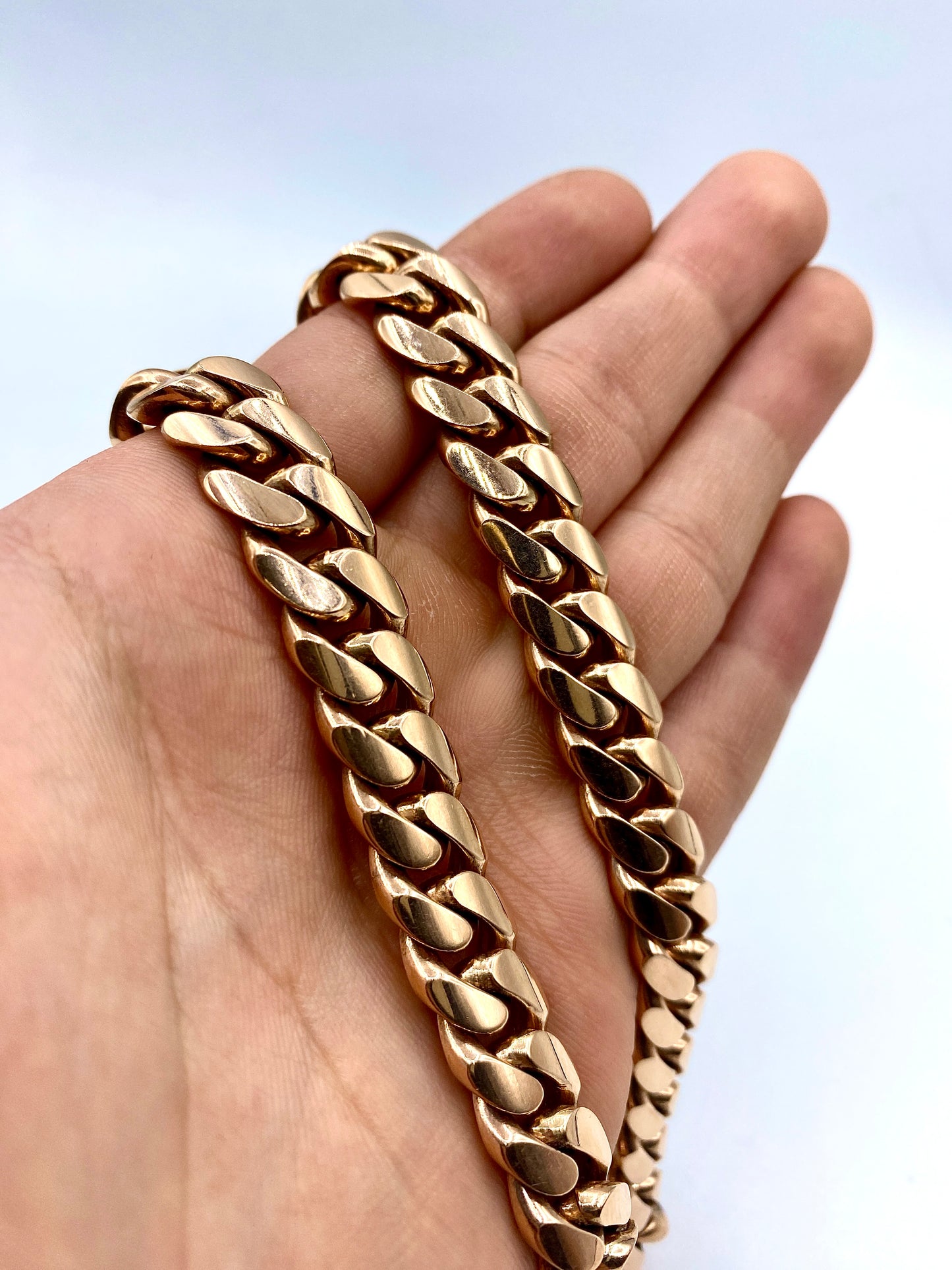 14k Solid Rose Gold Cuban Chain 12mm 28”