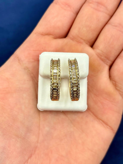 14k Baguette Gap Hoop Earrings