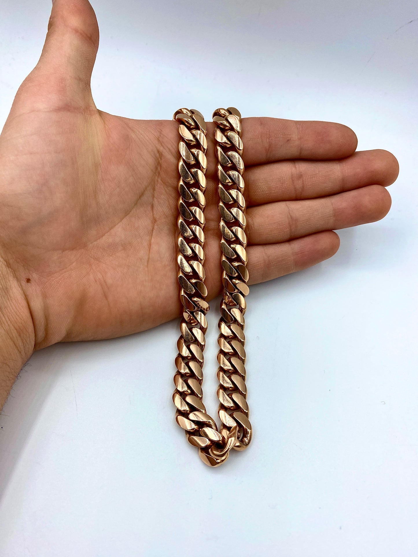 14k Solid Rose Gold Cuban Chain 12mm 28”