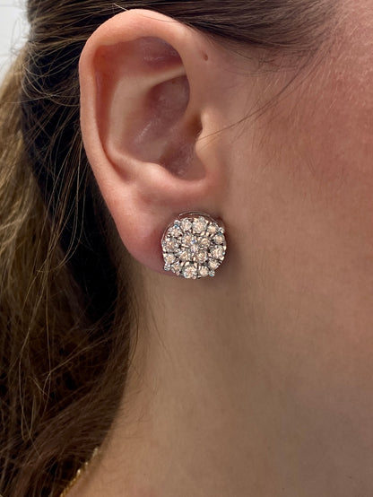 14K Big Cluster Circle Earrings