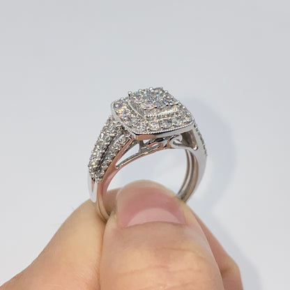 10K Rounded Square Diamond Ring