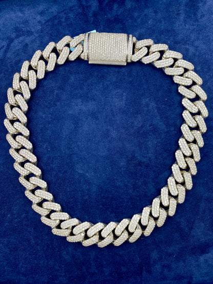 14k White Gold Jumbo Diamond Cuban Chain 20mm
