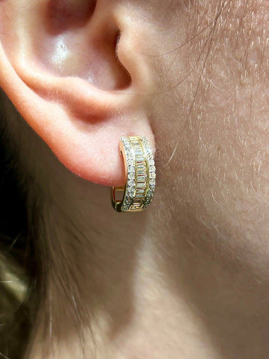 14k Baguette Small Hoop Earrings