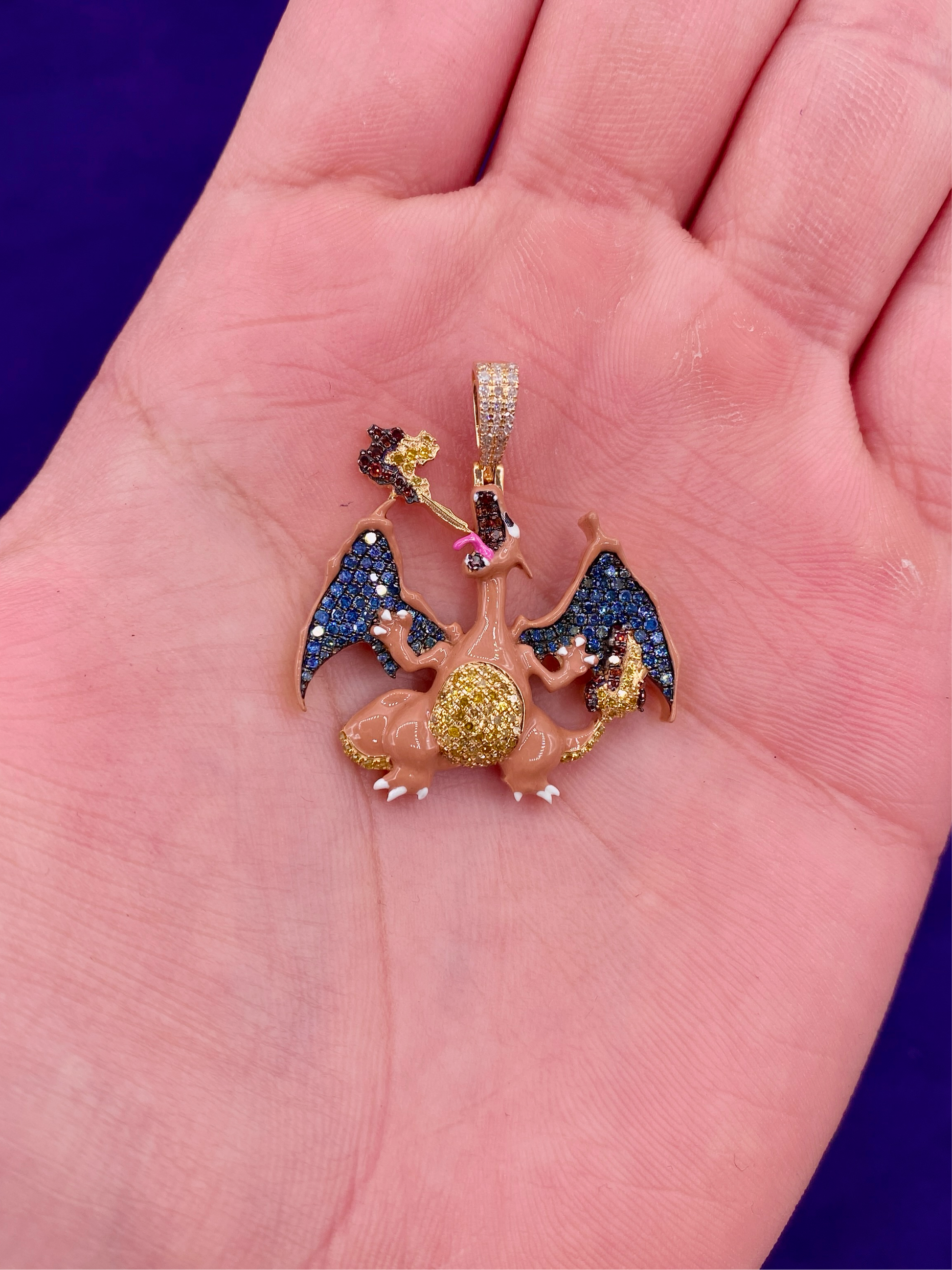charizard pokemon card chain 10k Charizard Pendant – Jason's Jewelry Creations