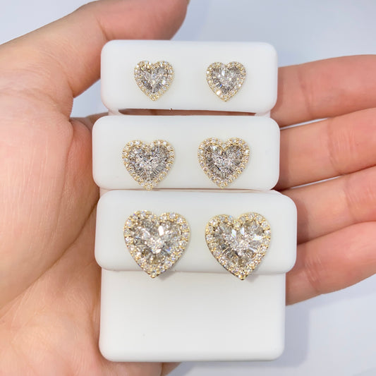 14K Parisian Heart Diamond Baguette Earrings