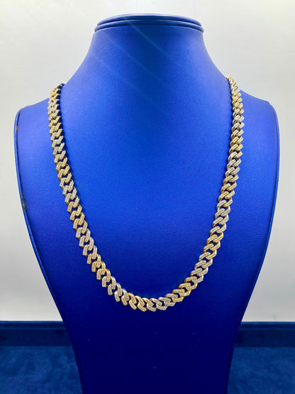 10K 9.5MM Cuban Link Diamond Chain 22"