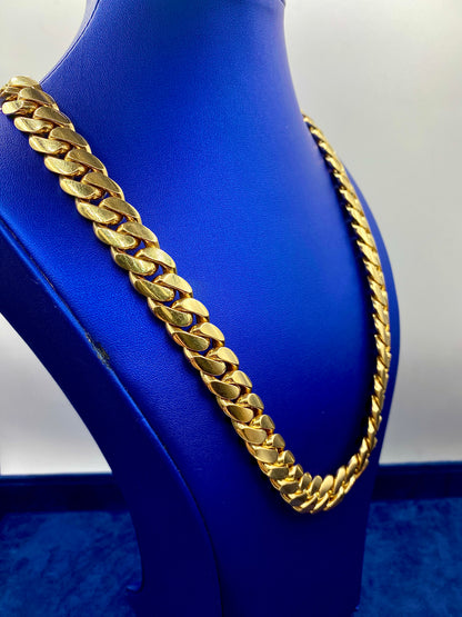 14K Solid Gold Cuban Chain 15mm 24"