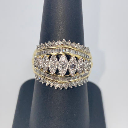 10K Diamond Baguette Crown Ring