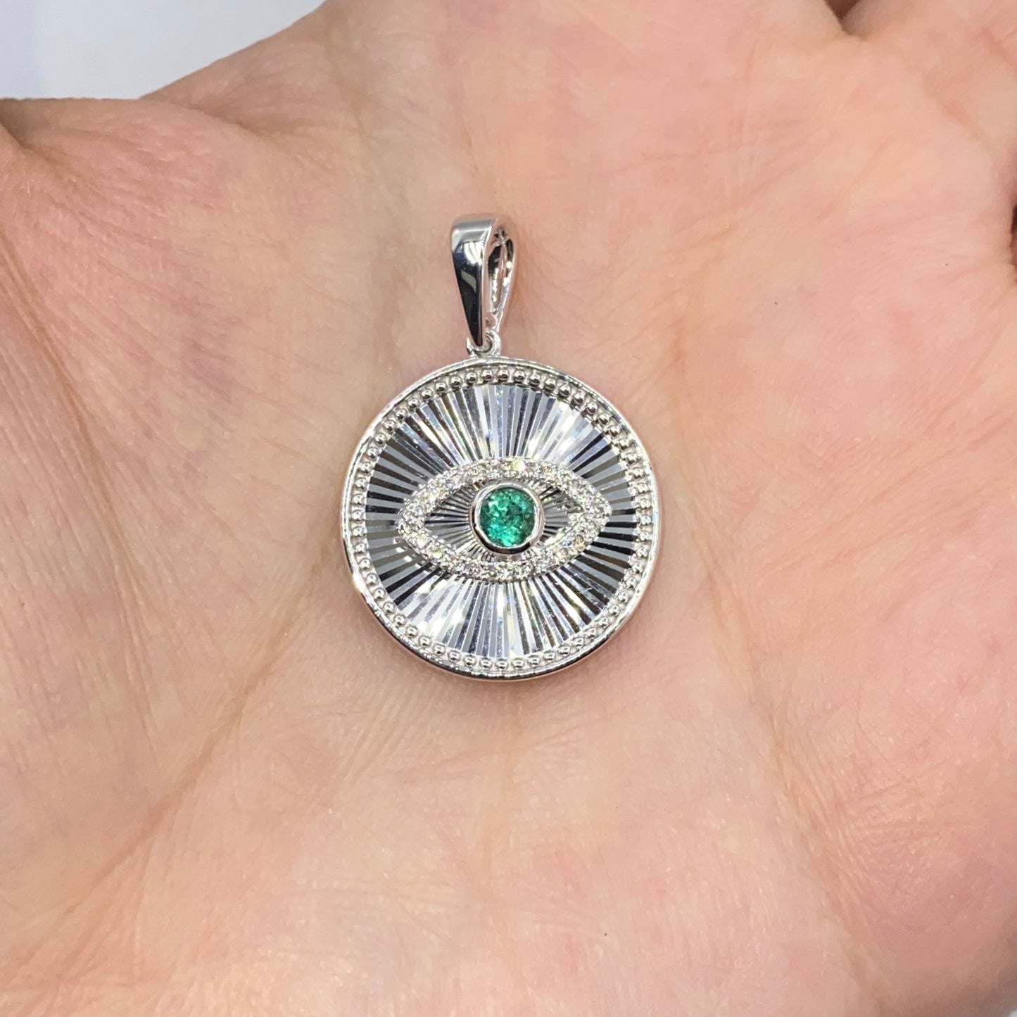 14K Evil Eye Shine Diamond Pendant