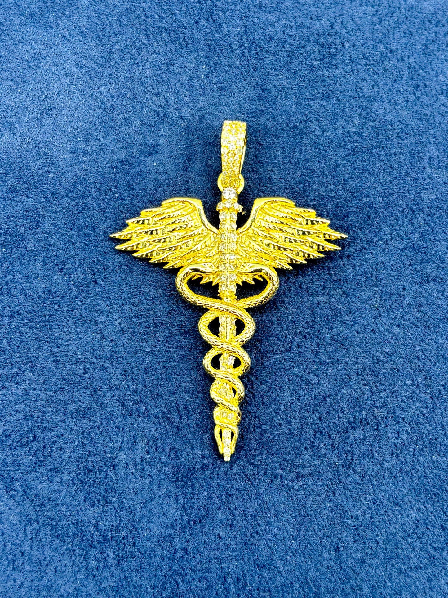 14K Caduceus Pendant