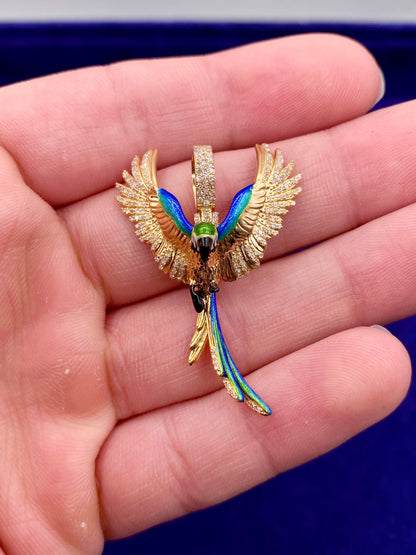 14k Colorful Parrot Pendant