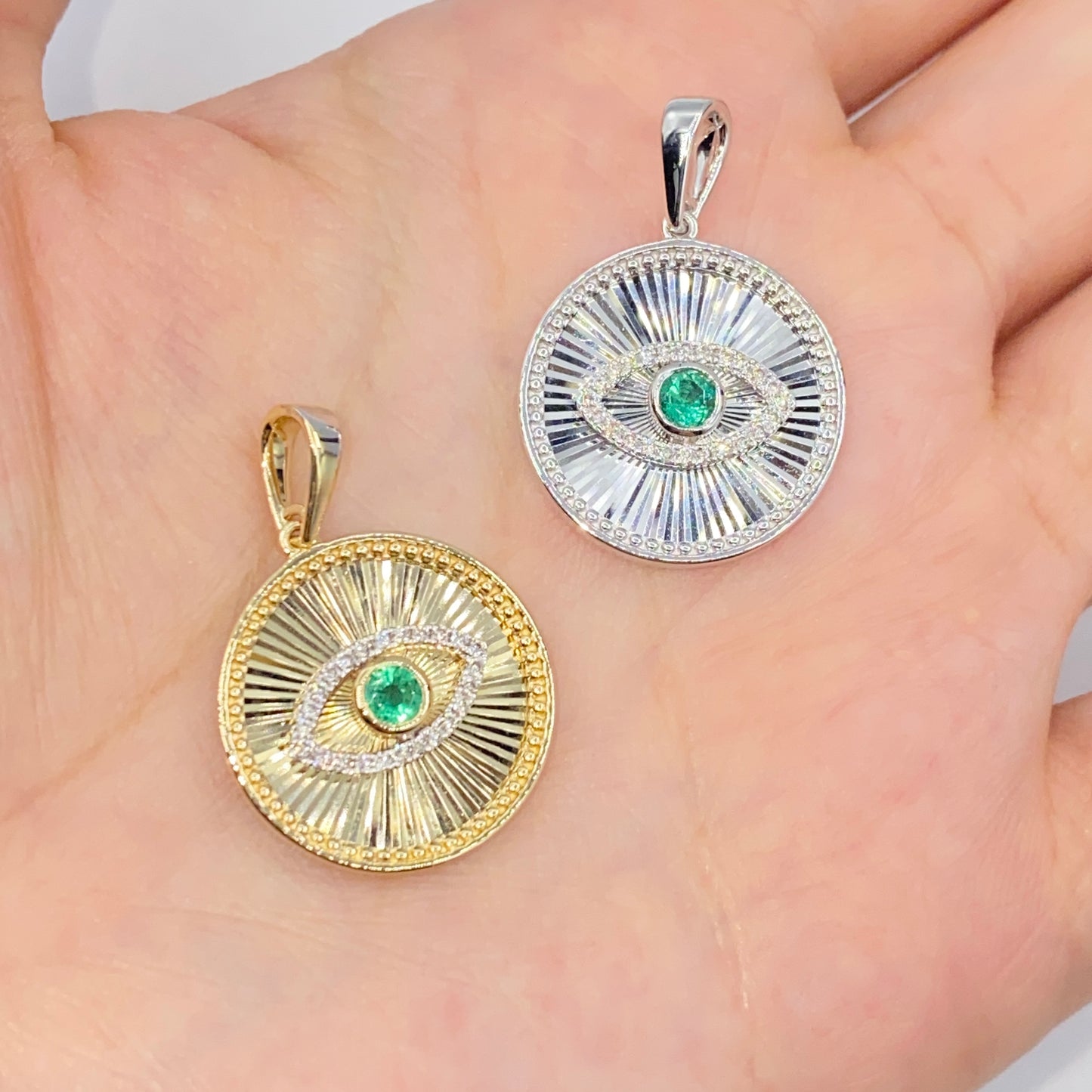 14K Evil Eye Shine Diamond Pendant