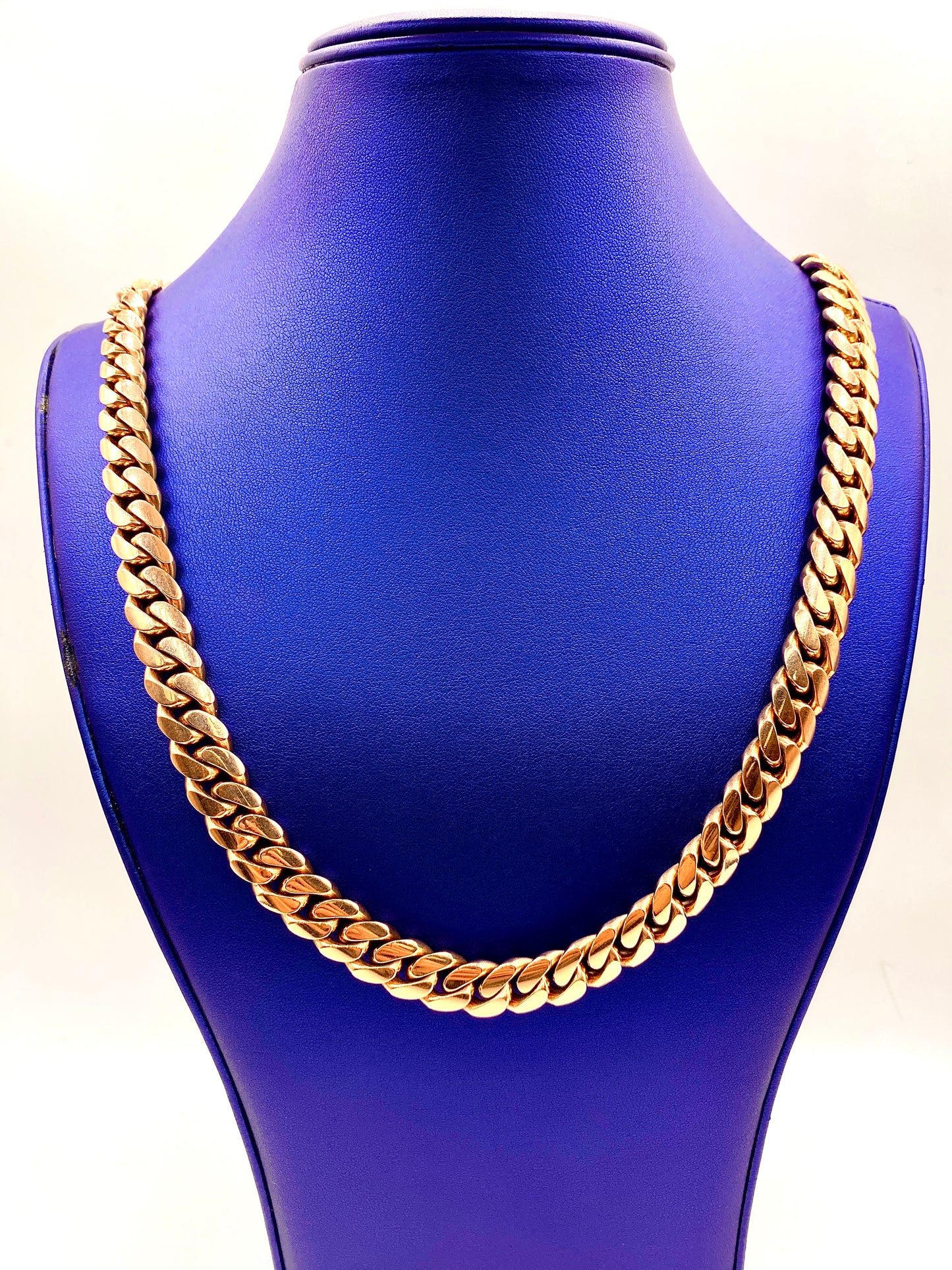 14k Solid Rose Gold Cuban Chain 12mm 28”