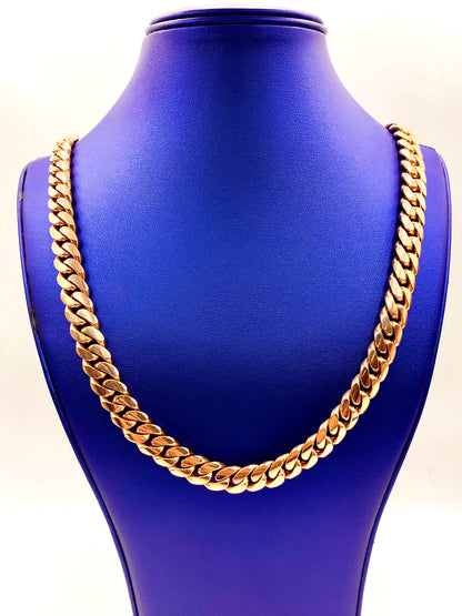 14k Solid Rose Gold Cuban Chain 12mm 28”