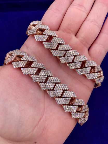 10K 18M Rose Gold Diamond Cuban Chain 22"