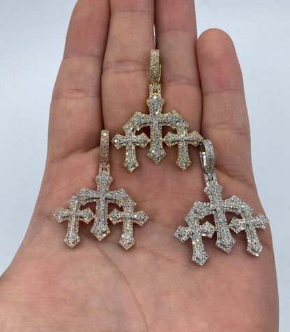 10K Trinity Cross Diamond Pendant