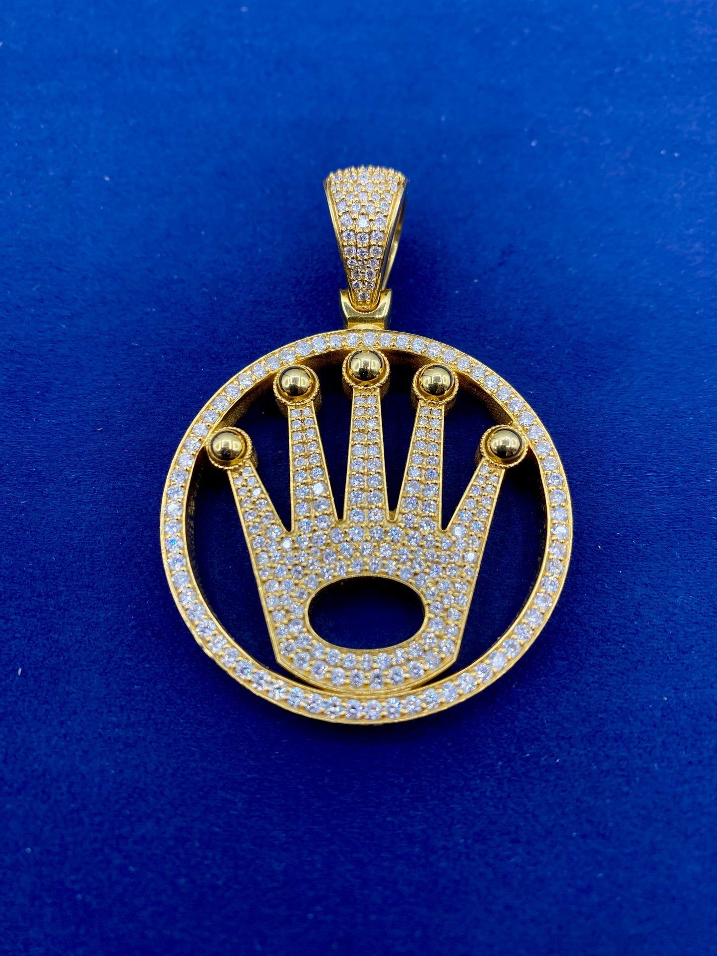 14k Diamond Luxury Crown Pendant