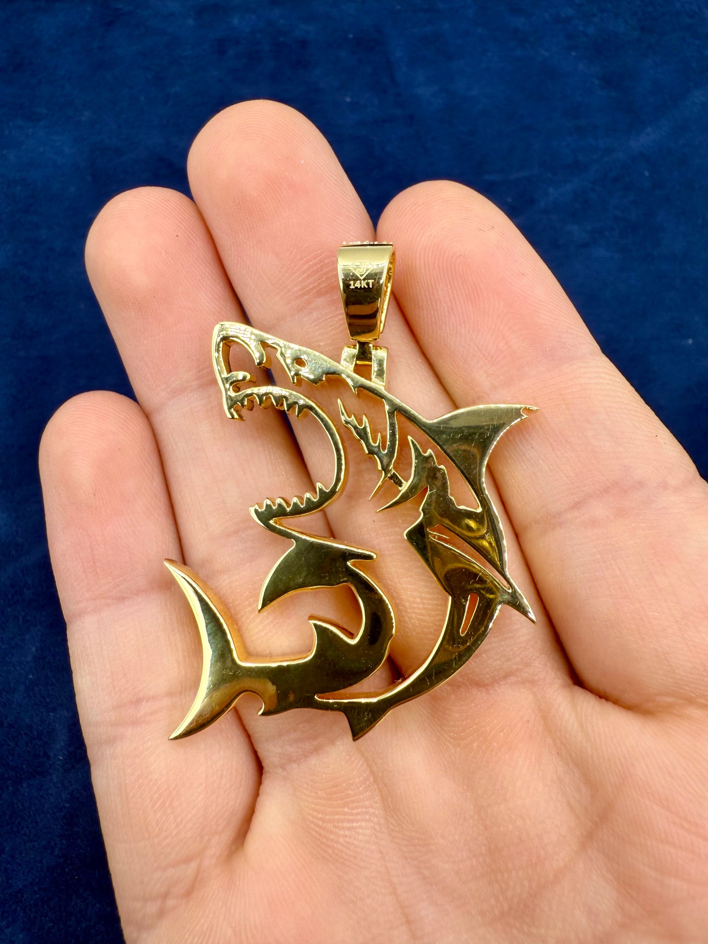 14k Jumbo Great White Shark Pendant