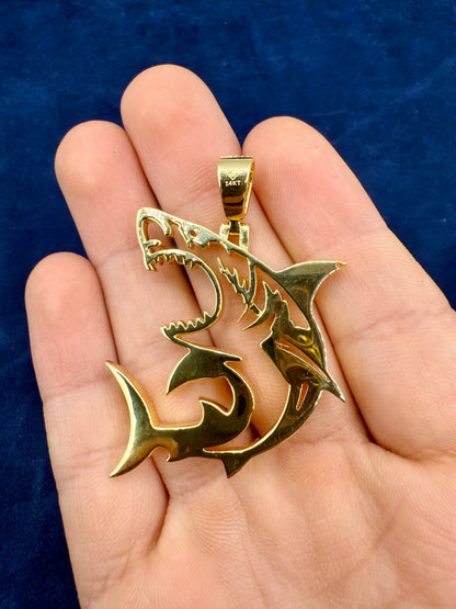 14k Jumbo Great White Shark Pendant