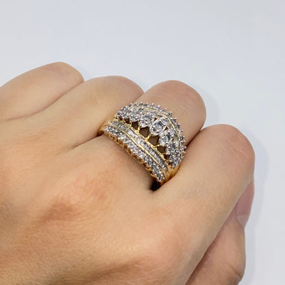 10K Diamond Baguette Crown Ring
