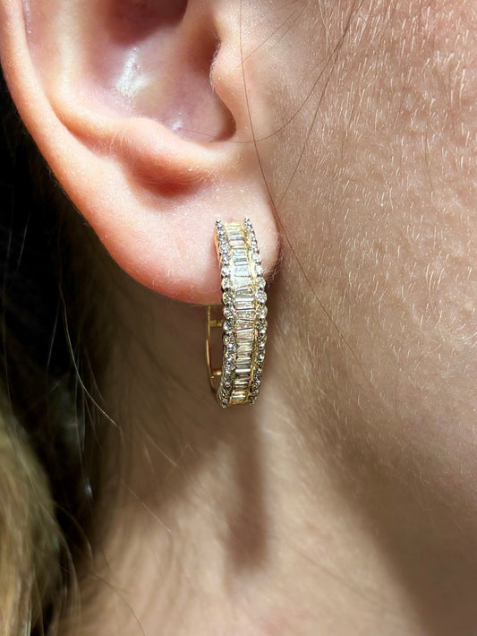 14k Baguette Gap Hoop Earrings