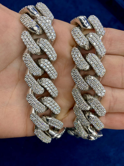 14k White Gold Jumbo Diamond Cuban Chain 20mm