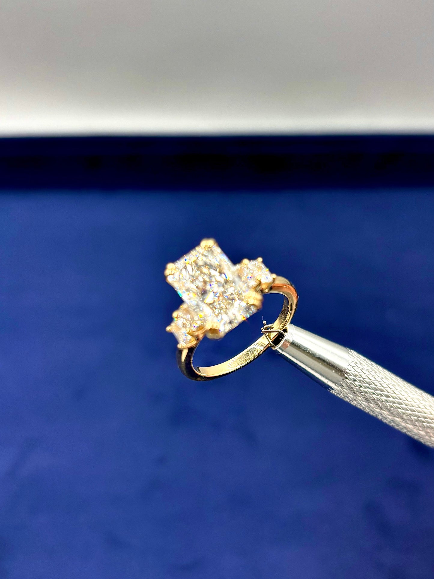 14k Radiant Cut Diamond Engagement Ring