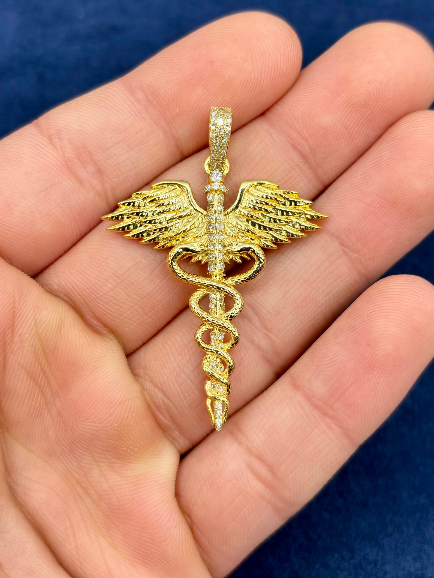 14K Caduceus Pendant