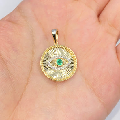 14K Evil Eye Shine Diamond Pendant